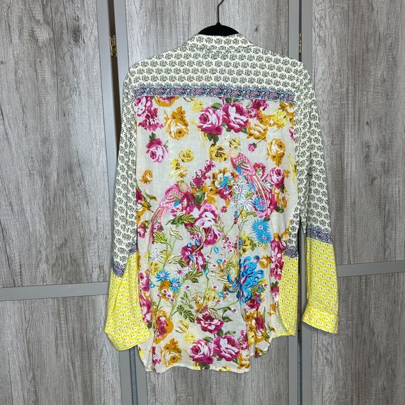 Aratta Silent Journey Tops - Aratta Silent Journey Shirt Medium Button Up Embroidered Bohemian